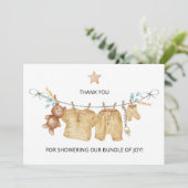 Boho Clothesline Baby shower Dank u Bedankkaart (Staand voorkant)