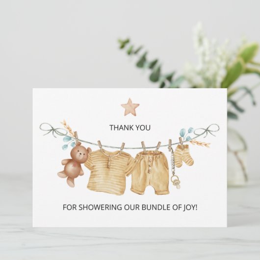 Boho Clothesline Baby shower Dank u Bedankkaart (Staand voorkant)