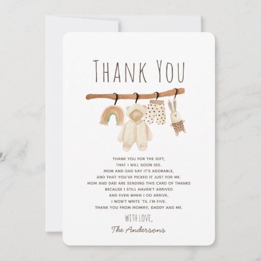Boho Clothesline Baby shower Hartelijk dank Kaart (Voorkant)