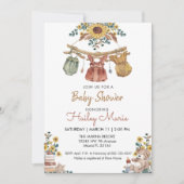 Boho Clothesline Baby shower Invitation Kaart (Voorkant)