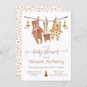 Boho Clothesline Baby shower Kaart