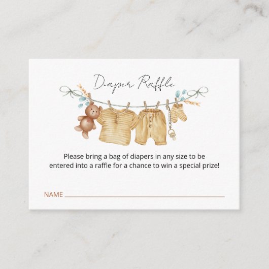 Boho Clothesline Baby shower Raffle Kaart (Voorkant)