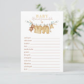Boho Clothesline Baby Word Scramble spel Informatiekaartje (Staand voorkant)