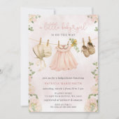 Boho Clothesline bloemenmeisje Baby shower Kaart (Voorkant)