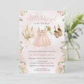 Boho Clothesline bloemenmeisje Baby shower Kaart (Staand voorkant)