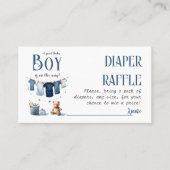 Boho Clothesline Blue Boy Baby shower Luier Visitekaartje (Voorkant)