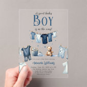 Boho Clothesline Blue Sweet Boy Baby shower Acryl Uitnodigingen (Insitu (Draagbaar))