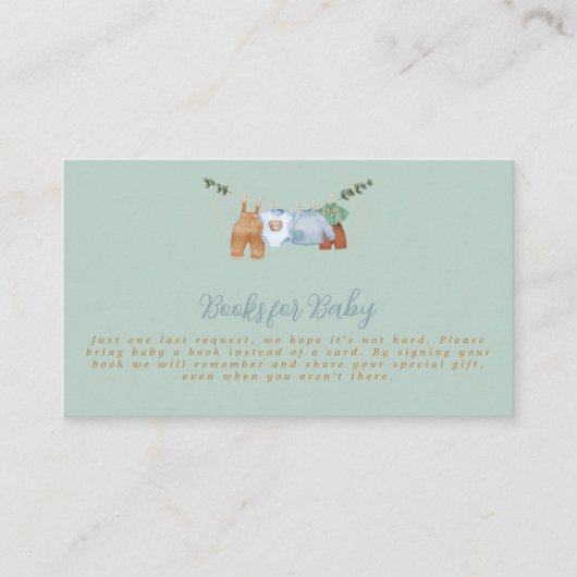 Boho Clothesline Boy Pastel Groene Boeken voor bab Informatiekaartje (Voorkant)