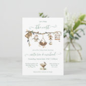 Boho Clothesline branch Prep Nesting Baby shower Kaart (Staand voorkant)