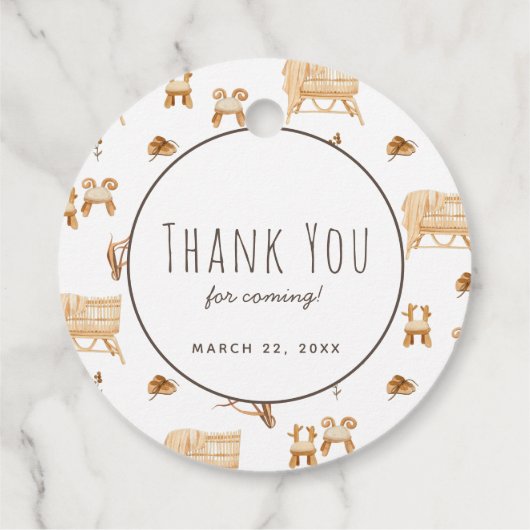 Boho Clothesline Gender Neutraal Baby shower Bedankjes Labels (Achterkant)