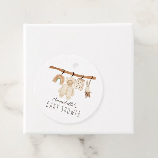 Boho Clothesline Gender Neutraal Baby shower Bedankjes Labels (In situ)