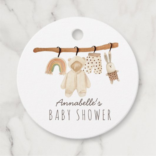 Boho Clothesline Gender Neutraal Baby shower Bedankjes Labels (Voorkant)