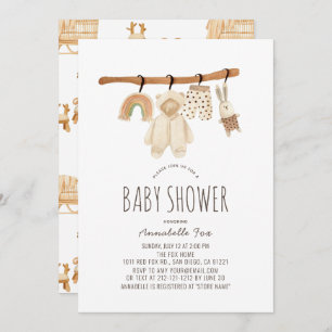 Boho Clothesline Gender Neutraal Baby shower Kaart