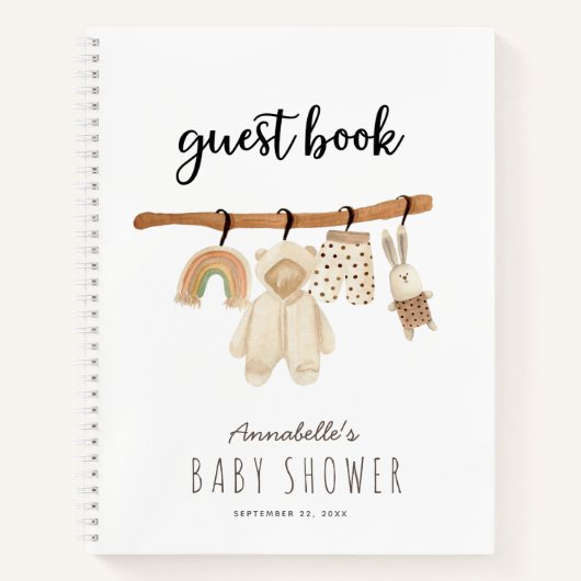 Boho Clothesline Gender-neutraal Baby shower Notitieboek (Voorkant)