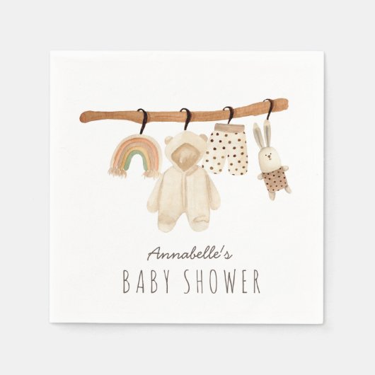 Boho Clothesline Gender-Neutraal Baby shower Servet (Voorkant)
