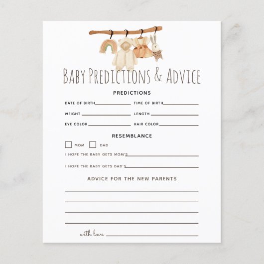 Boho Clothesline Girl Baby Predications & Advice (Voorkant)