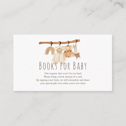Boho Clothesline Girl Baby shower Books for Baby Informatiekaartje (Voorkant)