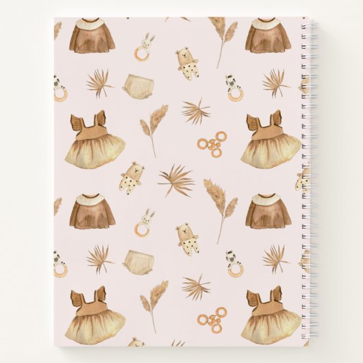 Boho Clothesline Girl Baby shower Guest Book Notitieboek (Achterkant)