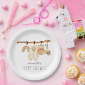 Boho Clothesline Girl Baby shower Papieren Bordje (Feest)