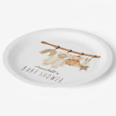Boho Clothesline Girl Baby shower Papieren Bordje (Gekanteld)