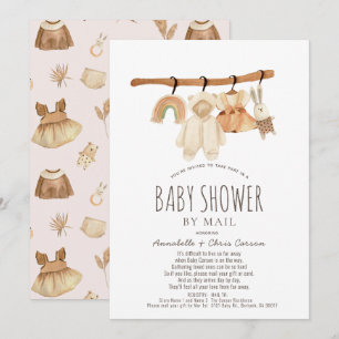 Boho Clothesline Girl-Baby shower per post Kaart