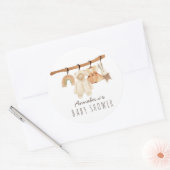 Boho Clothesline Girl Baby shower Ronde Sticker (Envelop)
