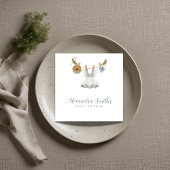 Boho Clothesline Meisje blauw en wit waterverf Servet