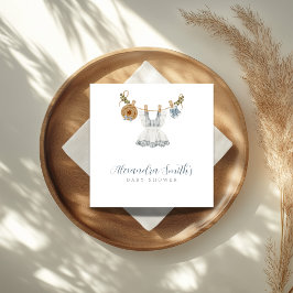 Boho Clothesline Meisje blauw en wit waterverf Servet