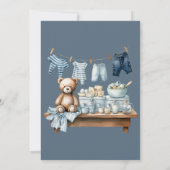 Boho Clothesline Sweet Blue Boy Baby shower Kaart (Achterkant)