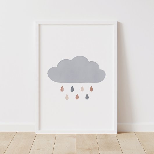 Boho Cloud Neutral Nursery Decor Poster