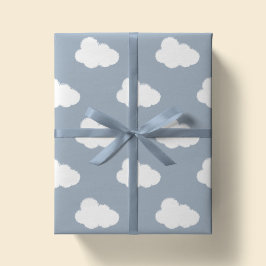 Boho Clouds Sky Simple Gender Neutral Kids Blue Cadeaupapier