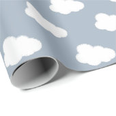 Boho Clouds Sky Simple Gender Neutral Kids Blue Cadeaupapier (Rol Hoek)