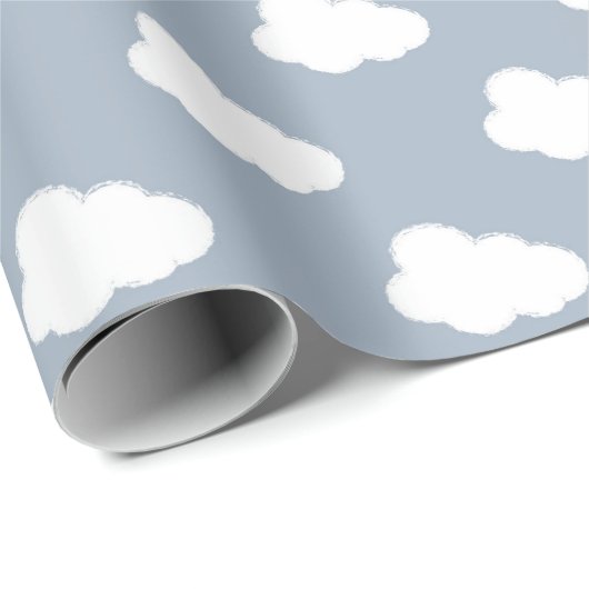 Boho Clouds Sky Simple Gender Neutral Kids Blue Cadeaupapier (Rol Hoek)