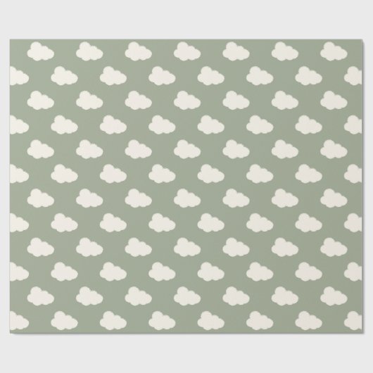 Boho Clouds Sky Simple Gender Neutral Kids Sage Cadeaupapier (Vlak)