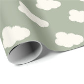 Boho Clouds Sky Simple Gender Neutral Kids Sage Cadeaupapier (Rol Hoek)