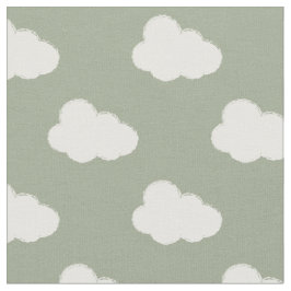 Boho Clouds Sky Simple Gender Neutral Kids Sage Stof