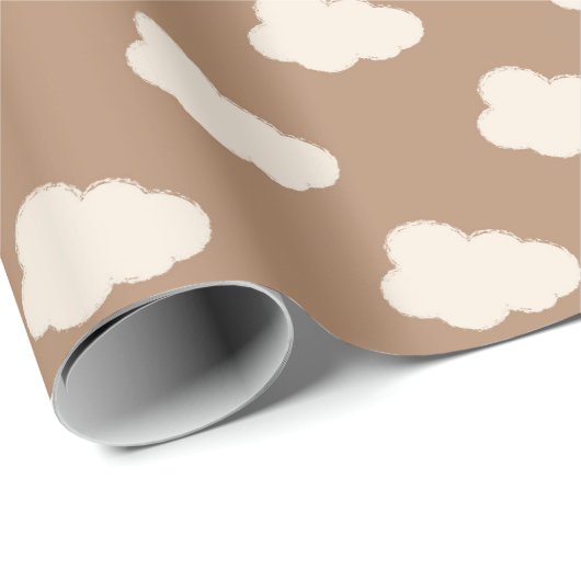 Boho Clouds Sky Simple Gender Neutral Kids Tan Cadeaupapier (Rol Hoek)