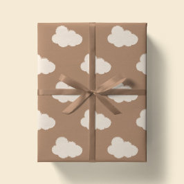 Boho Clouds Sky Simple Gender Neutral Kids Tan Cadeaupapier