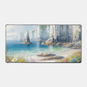 Boho Coastal Cliffs Wildflower Beach Art Bureaumat (Voorkant)