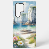 Boho Coastal Cliffs Wildflower Beach Art Samsung Galaxy Hoesje (Achterkant)
