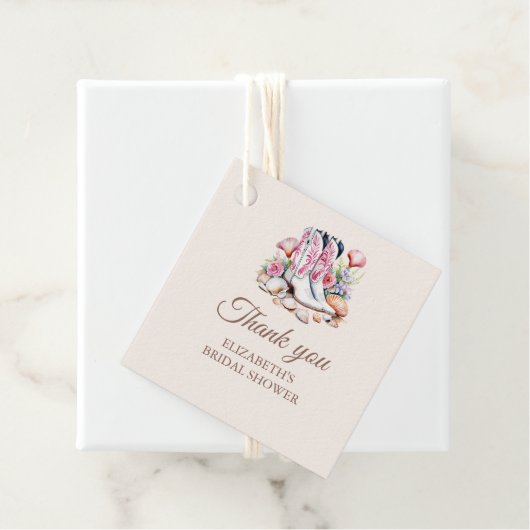 Boho Coastal Cowgirl Boots Vrijgezellenfeest Dank  Bedankjes Labels (In situ)