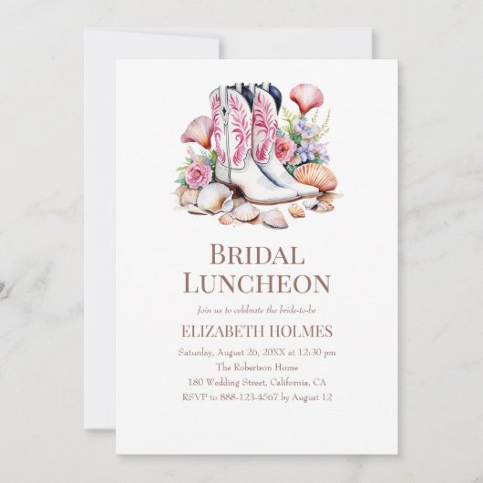 Boho Coastal Cowgirl Bridal Luncheon uitnodiging (Voorkant)