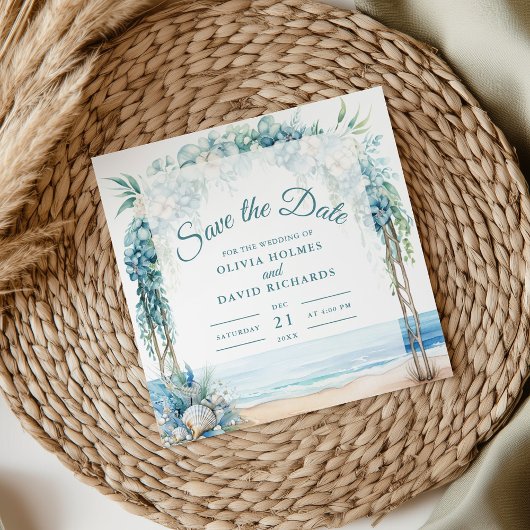 Boho Coastal Floral Arch Wedding Save the Date