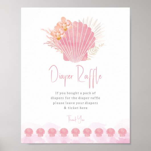 Boho Coastal Luiers Raffle Baby Shower Poster (Voorkant)