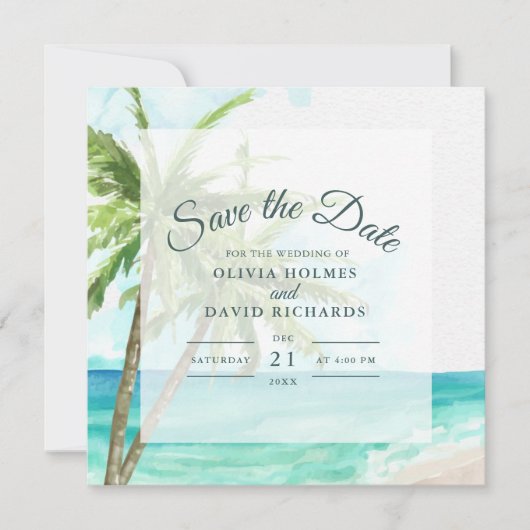 Boho Coastal Seaside Beach Bruiloft Save the Date (Voorkant)