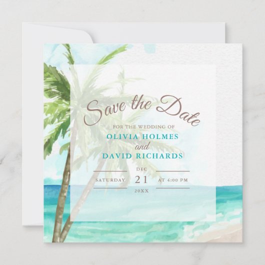 Boho Coastal Seaside Beach Bruiloft Save the Date (Voorkant)