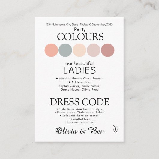 Boho Coastal Wedding Dress Code Informatiekaartje (Voorkant)