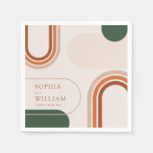 Boho Coctail Napkins met abstracte boogvormen Servet (Voorkant)