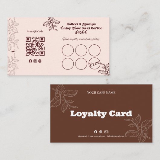 Boho Coffee Loyalty Stempelkaart (Voorkant / Achterkant)