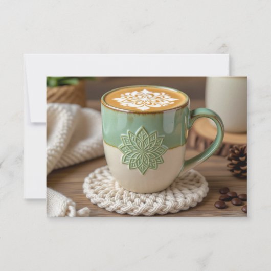 Boho Coffee Mug Business Thank You Holiday Card Kaart (Voorkant)